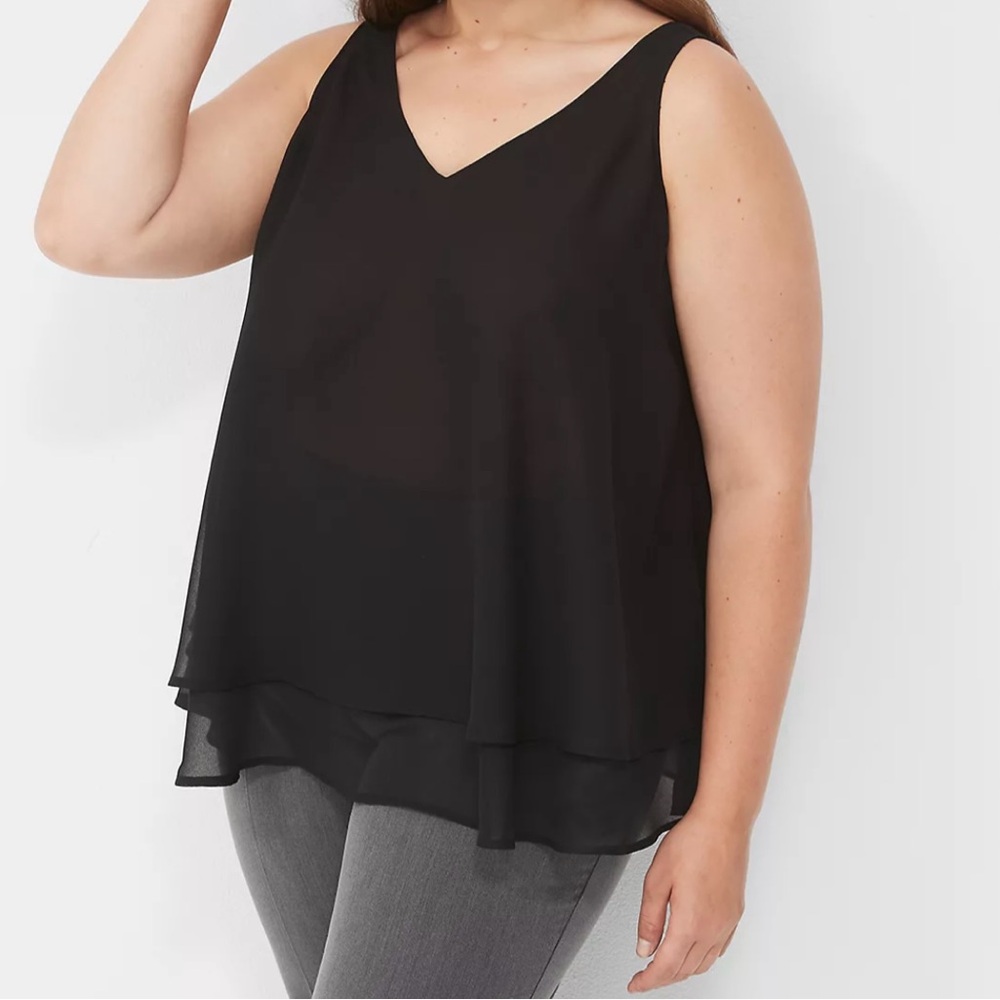 NWOT- Lane Bryant- Women’s Floral Sleeveless Swing V-Neck Tan Top. Size 26 - Picture 4 of 6